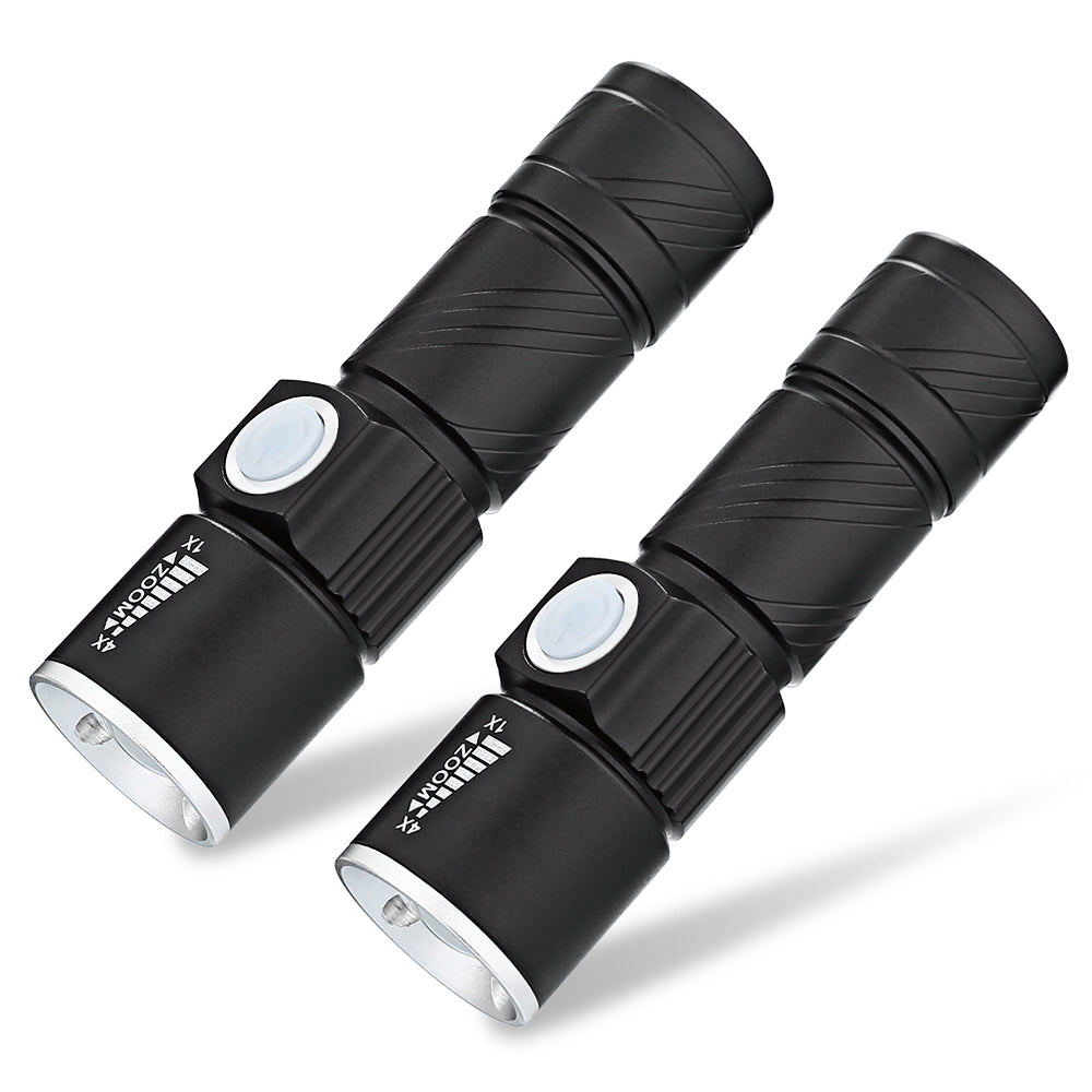 2PCS TG - C8 XR - Q5 Ultra Bright LED Mini Flashlights with Adjustable Focus and 3 Light Modes f...
