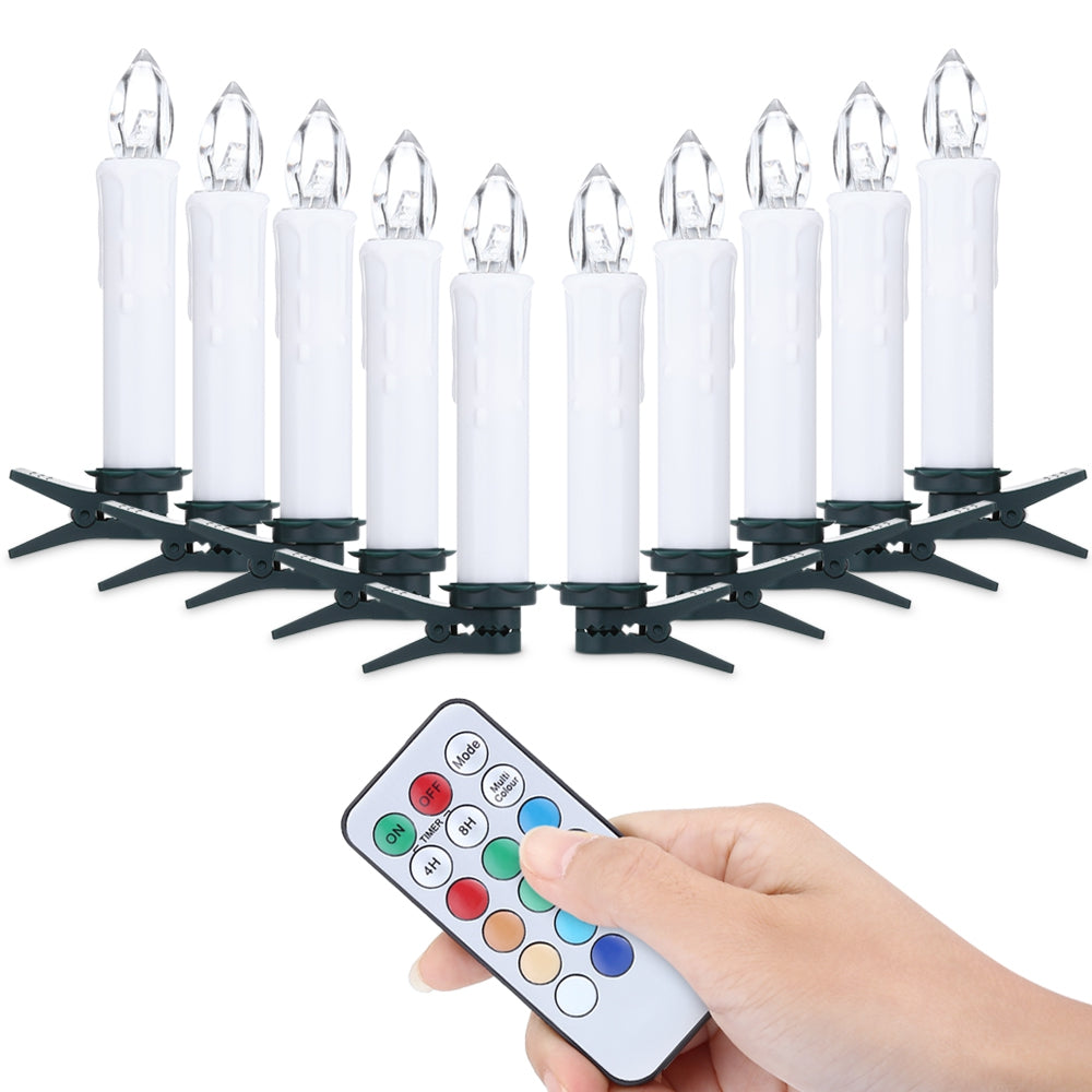 10PCS CK01 - WM1007B Flameless LED Taper Candle Nights Light Warm White with Remote Control for ...