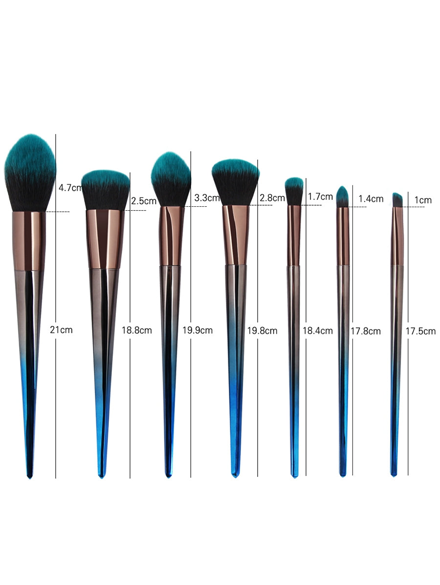 7Pcs Gradual Color Handle Fiber Hair Makeup Brush Set