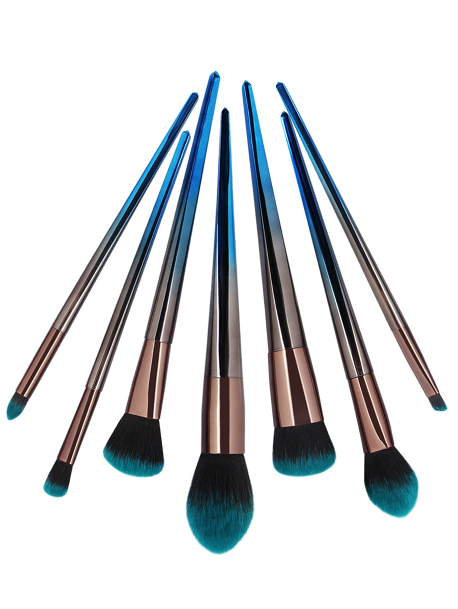 7Pcs Gradual Color Handle Fiber Hair Makeup Brush Set