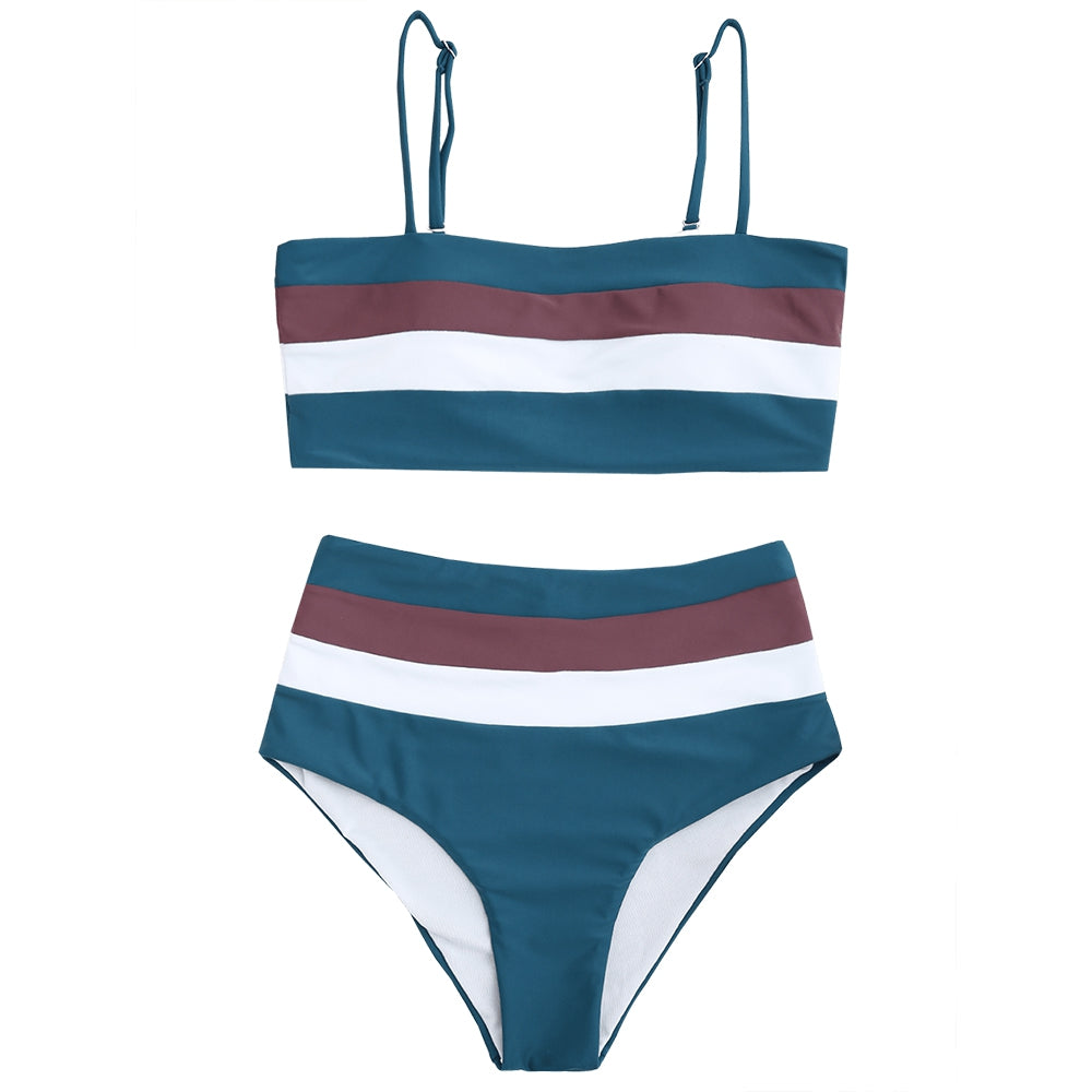 Cami Striped High Waisted Bikini