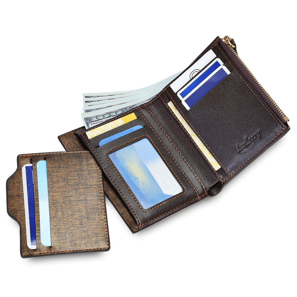 baellerry Fashionable Men Business Wallet with Detachable Card Photo Holder