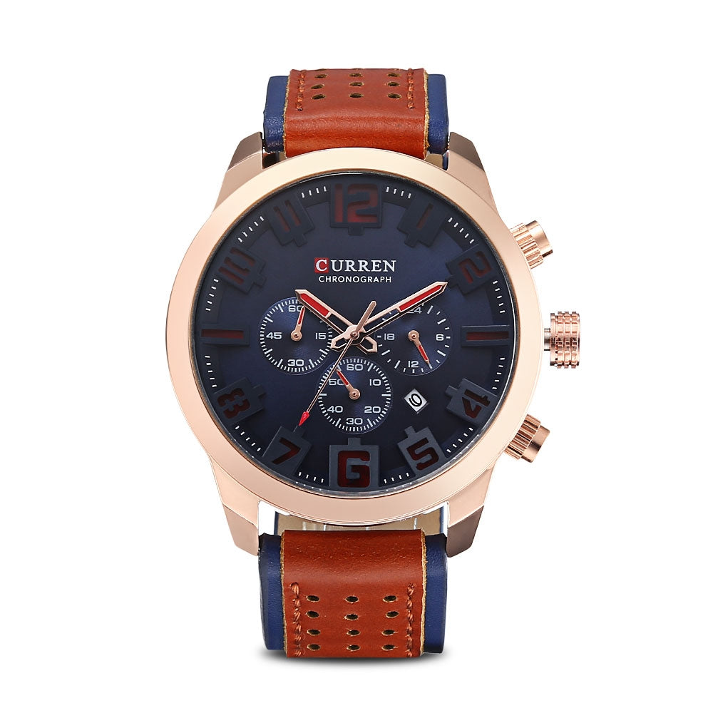 CURREN 8289 Male Quartz Leather Strap Wristwatch for Men