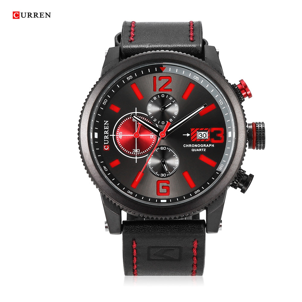 CURREN 8281 Men Quartz Wristwatch Waterproof Leather Strap