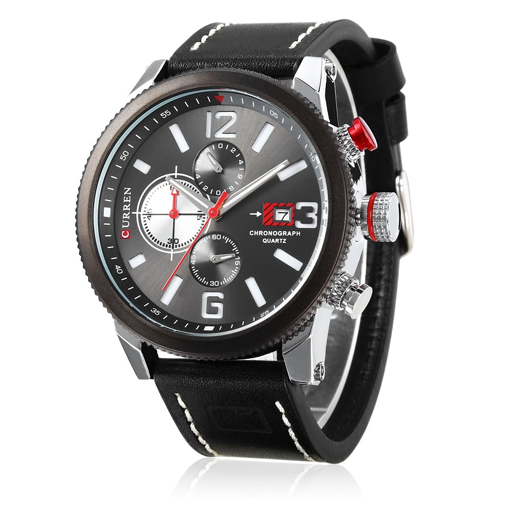 CURREN 8281 Men Quartz Wristwatch Waterproof Leather Strap