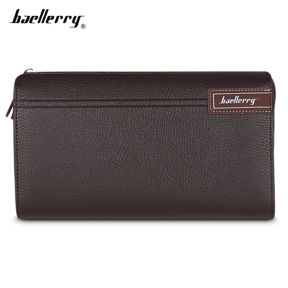 Baellerry Business Men Wallet Long PU Leather Phone Clutch Handbag Top Zipper Card Holder