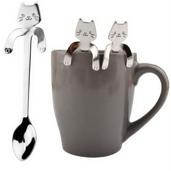 2018 Cute Cat Spoon Long Handle Spoons Flatware Drinking Tools Kitchen Gadgets