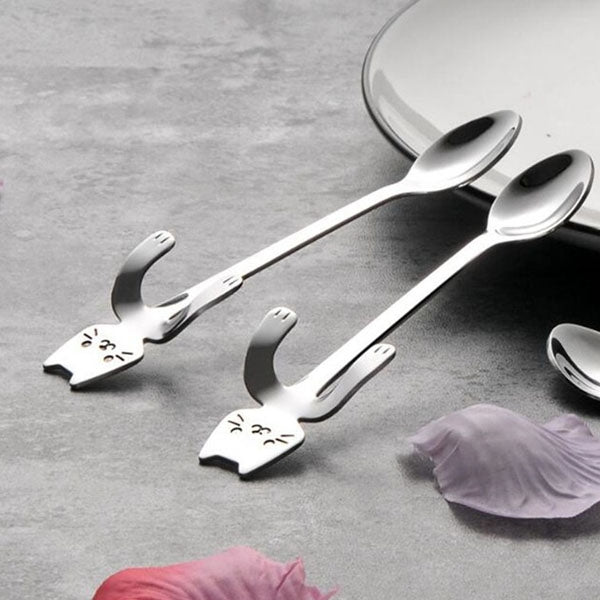 2018 Cute Cat Spoon Long Handle Spoons Flatware Drinking Tools Kitchen Gadgets