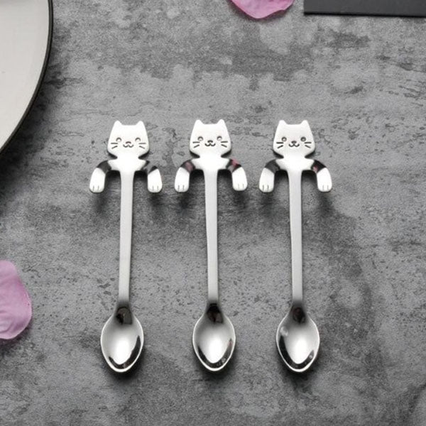 2018 Cute Cat Spoon Long Handle Spoons Flatware Drinking Tools Kitchen Gadgets
