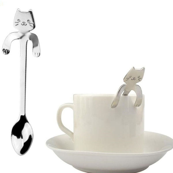 2018 Cute Cat Spoon Long Handle Spoons Flatware Drinking Tools Kitchen Gadgets