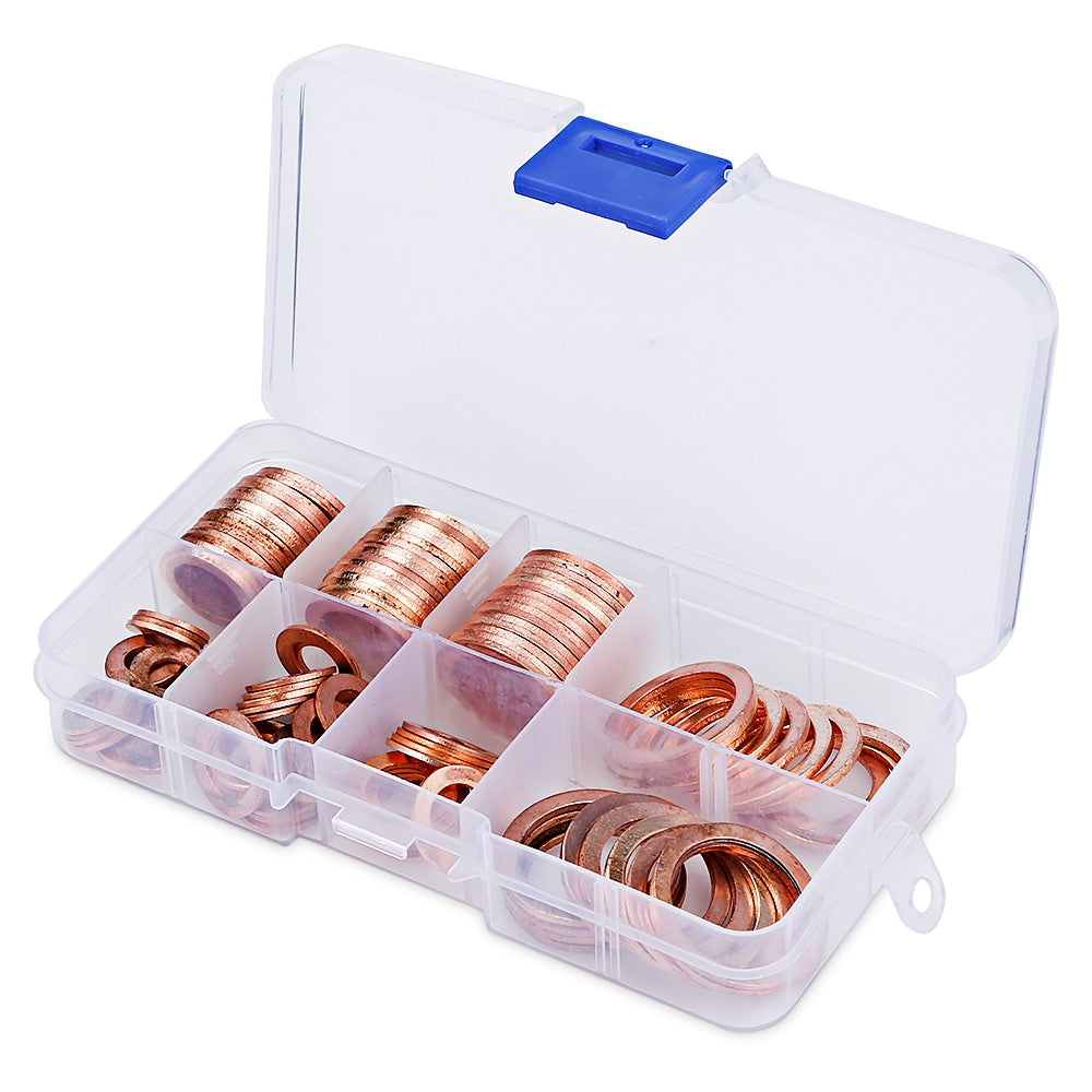 120pcs Solid Copper Washers Flat Ring Sump Plug Oil Seal