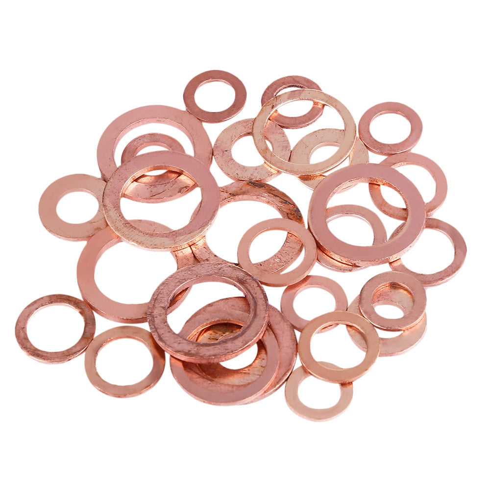 200pcs Solid Copper Washers Flat Ring Sump Plug Oil Seal