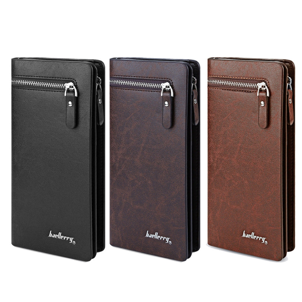 Baellerry Solid Color Men Cell Phone Money Photo Card Clutch Wallet