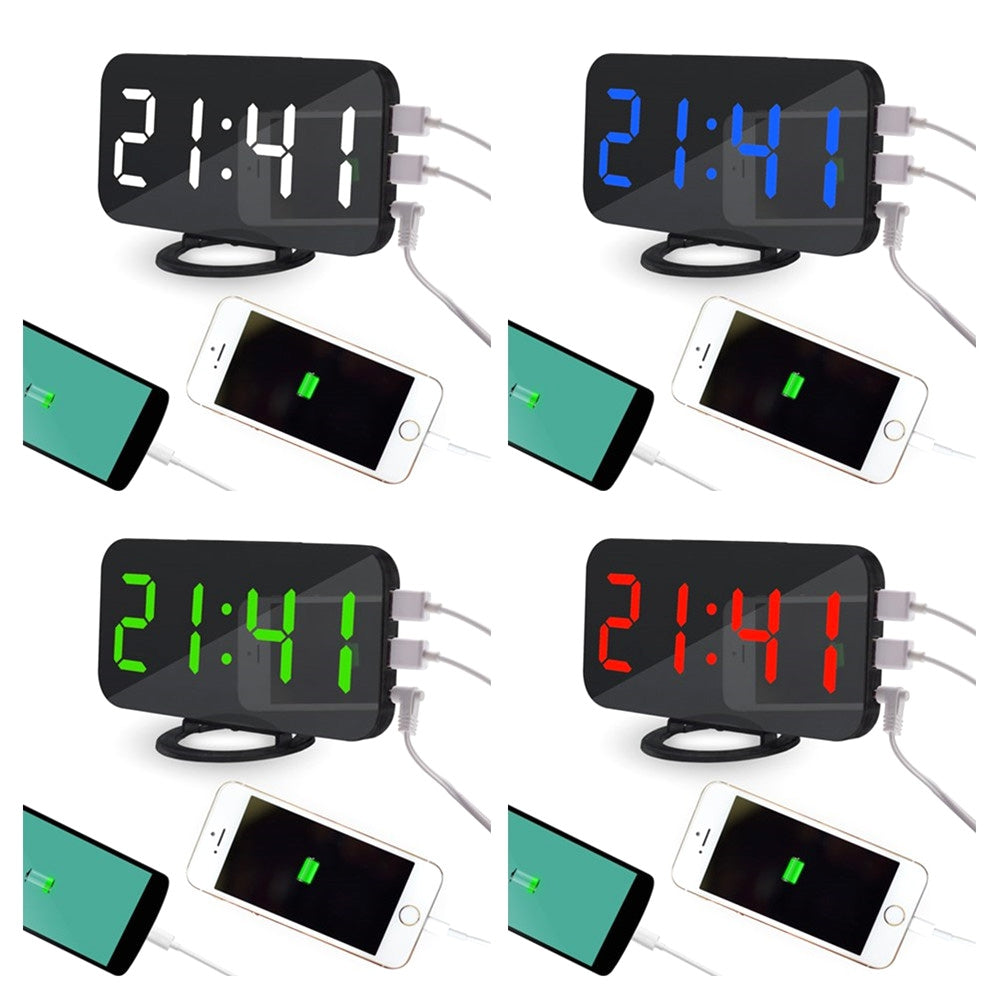 Creative LED Digital Alarm Table Clock Brightness Adjustable for Home Office Hotel