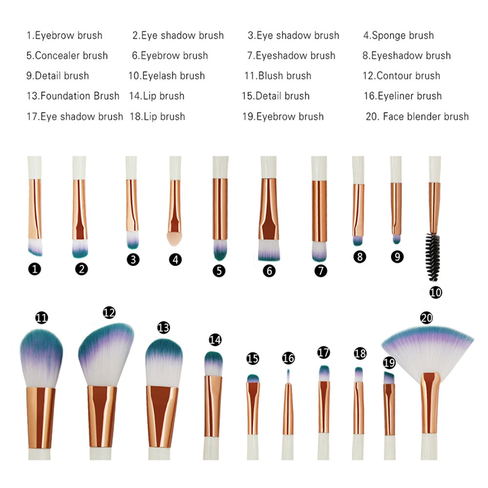 20Pcs Shell Shape Ultra Soft Fiber Hair Makeup Brush Set