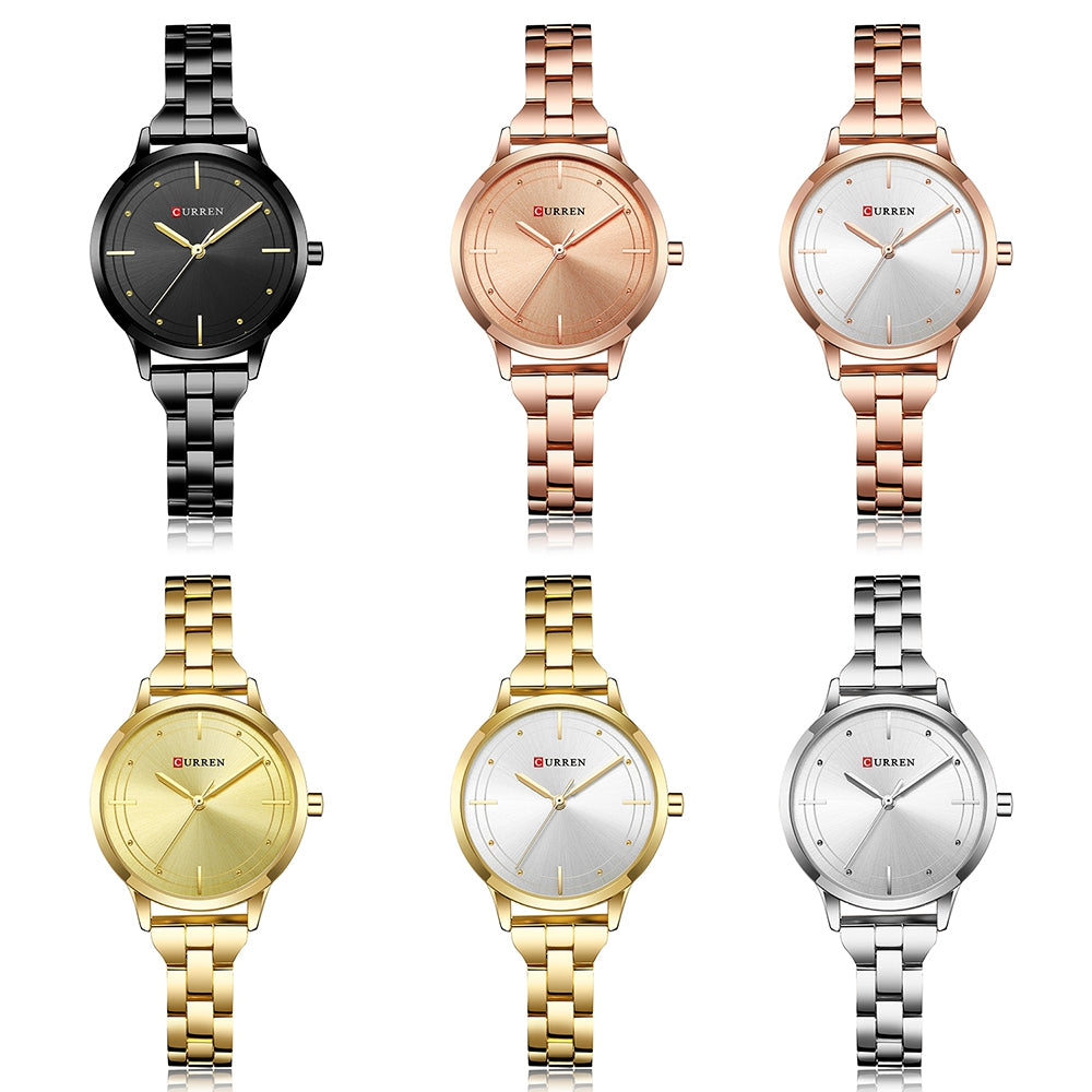 CURREN 9019 Female Quartz Casual Alloy Strap Wristwatch