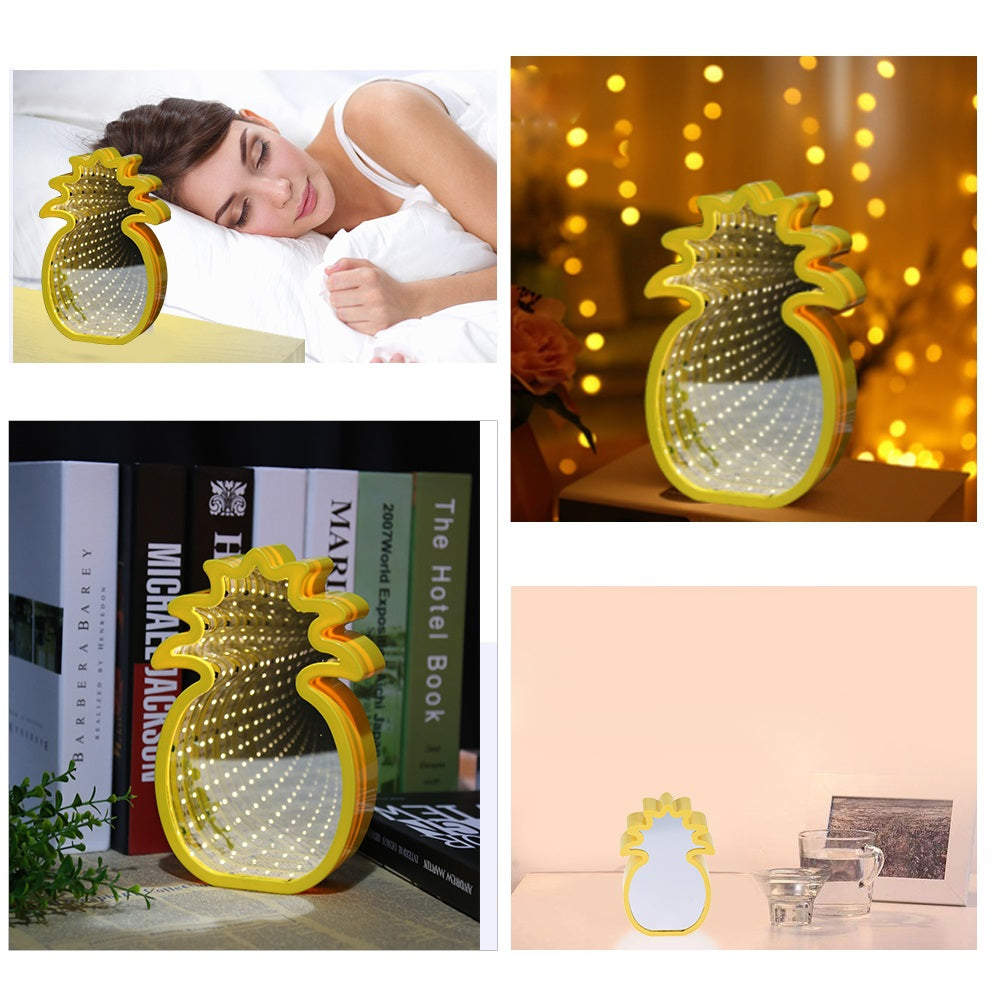 Creative Pineapple Shaped Infinity Mirror Light LED Tunnel Lamp