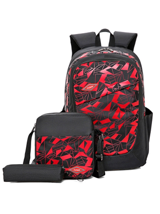 3 Pieces Geometric Pattern School Backpack Set