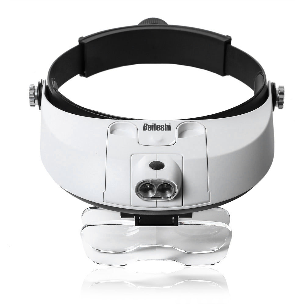 Beileshi 81001 - G Detachable 2-LED Headband Illuminated Magnifier with 5 Replaceable Lens