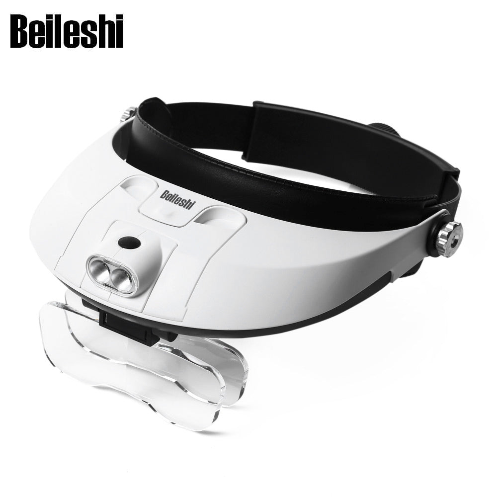 Beileshi 81001 - G Detachable 2-LED Headband Illuminated Magnifier with 5 Replaceable Lens