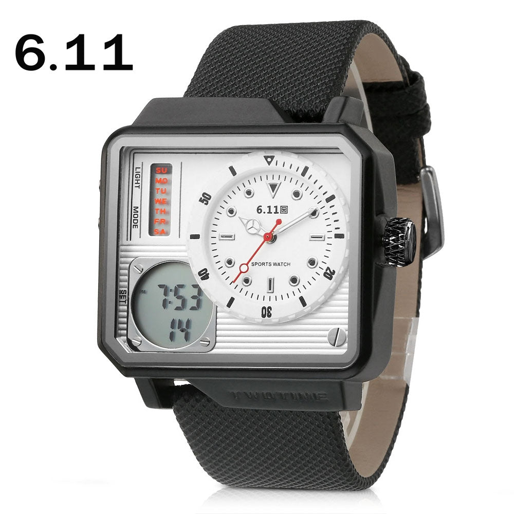 6.11 8171 Male Dual Movt Watch LED Backlight Calendar for Men