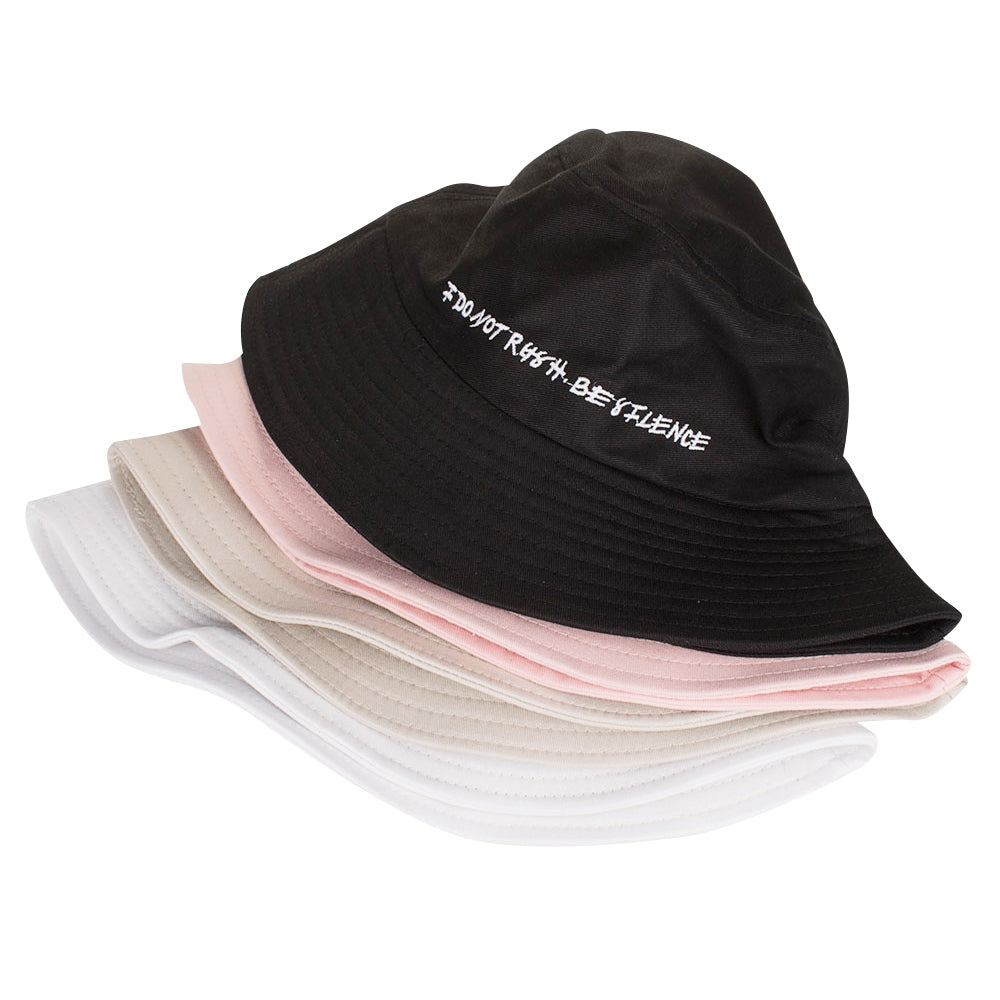 Bucket Hat Letter Embroidery Print Women Men Casual Cap