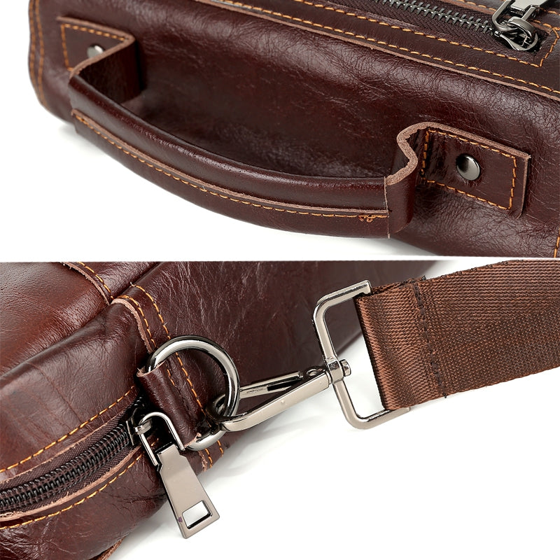 Brand Men's Handbags Vintage Genuine Leather Shoulder Bags High Quality Briefcase For Men Busine...