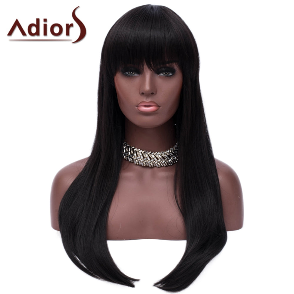 Adiors Long Full Bang Glossy Straight Synthetic Wig