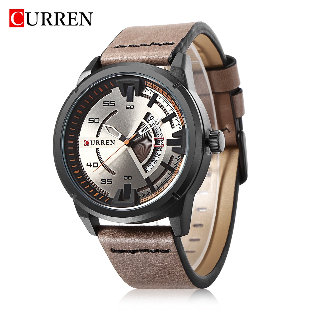 CURREN 8298 Male Quartz Watch Casual Calendar Wristwatch