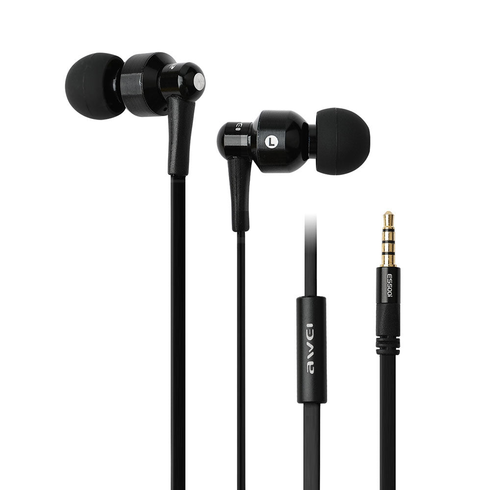 Awei ES500i Super Bass In-ear Earphone with 1.2m Cable Mic for Smartphone Tablet PC