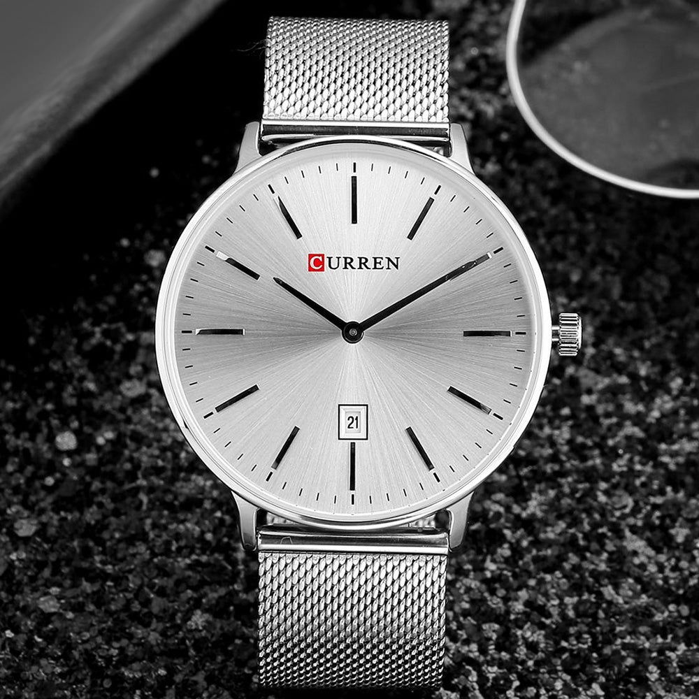 CURREN 8302 Male Quartz Watch Date Display Ultra-thin Dial