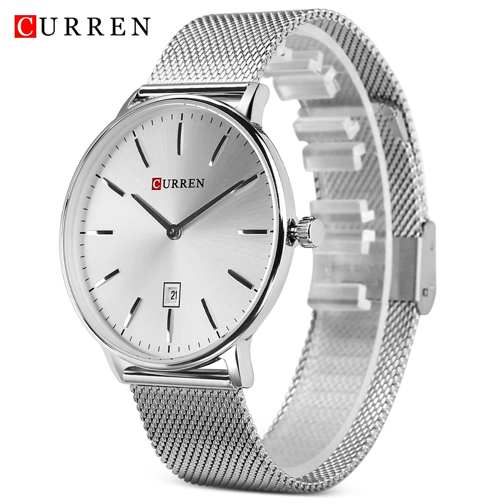 CURREN 8302 Male Quartz Watch Date Display Ultra-thin Dial