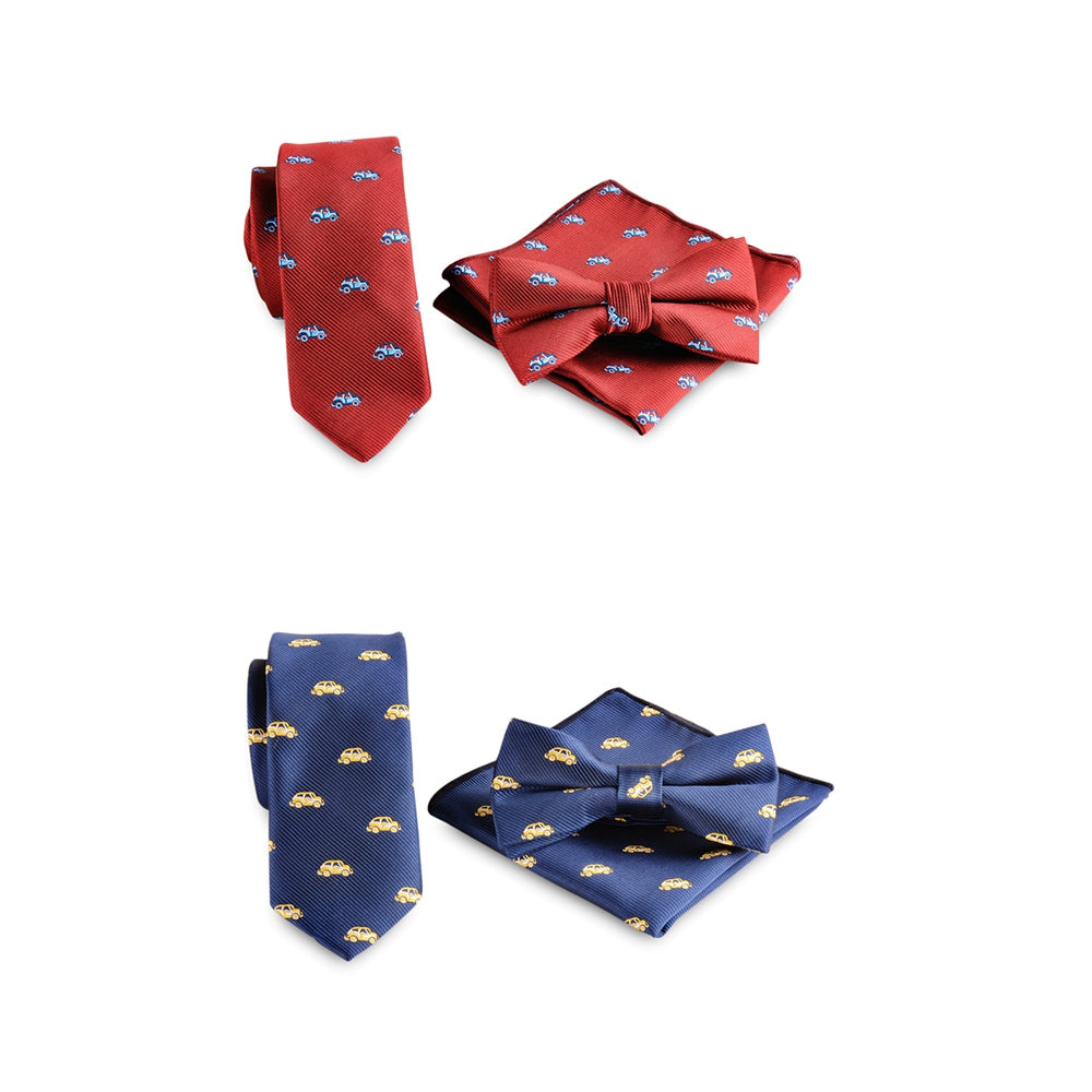 3PCS Stinky Polyester Necktie Bowtie Pocket Square