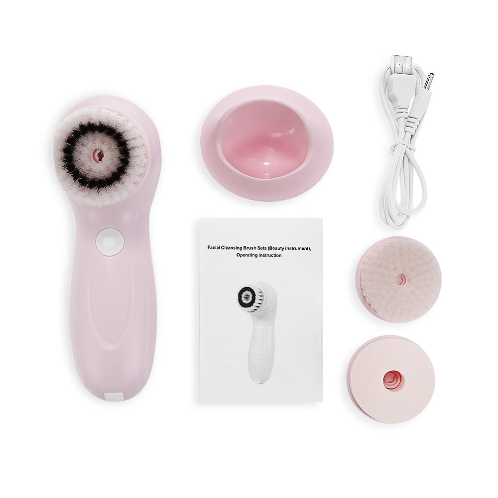 3-in-1 Electric Ultrasonic Facial Cleaning System Water-resistant Pore Purifier Beauty Tool
