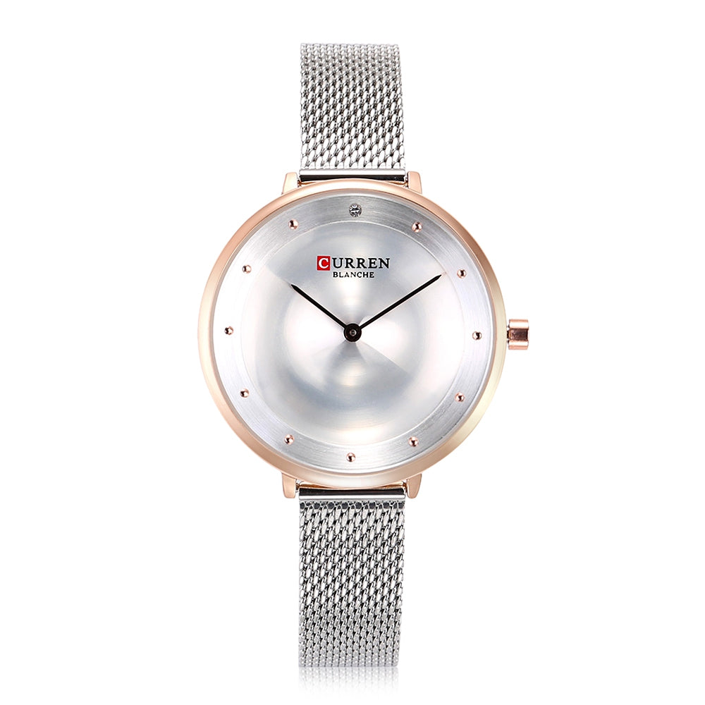 CURREN 9029 Female Quartz Watch Gem Dial Ultra-thin Knit Strap