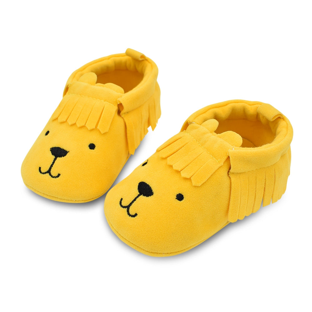 BUUF JRU Newborn Baby Soft Sole Cartoon Print Tassel Shoes