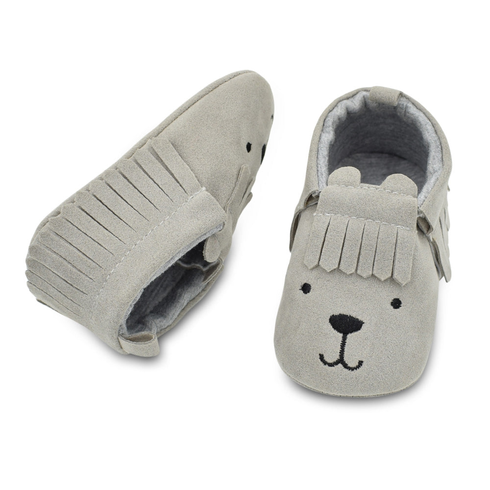 BUUF JRU Newborn Baby Soft Sole Cartoon Print Tassel Shoes