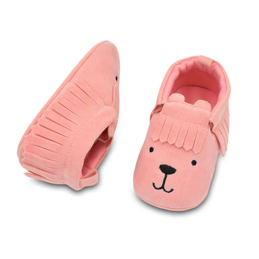 BUUF JRU Newborn Baby Soft Sole Cartoon Print Tassel Shoes
