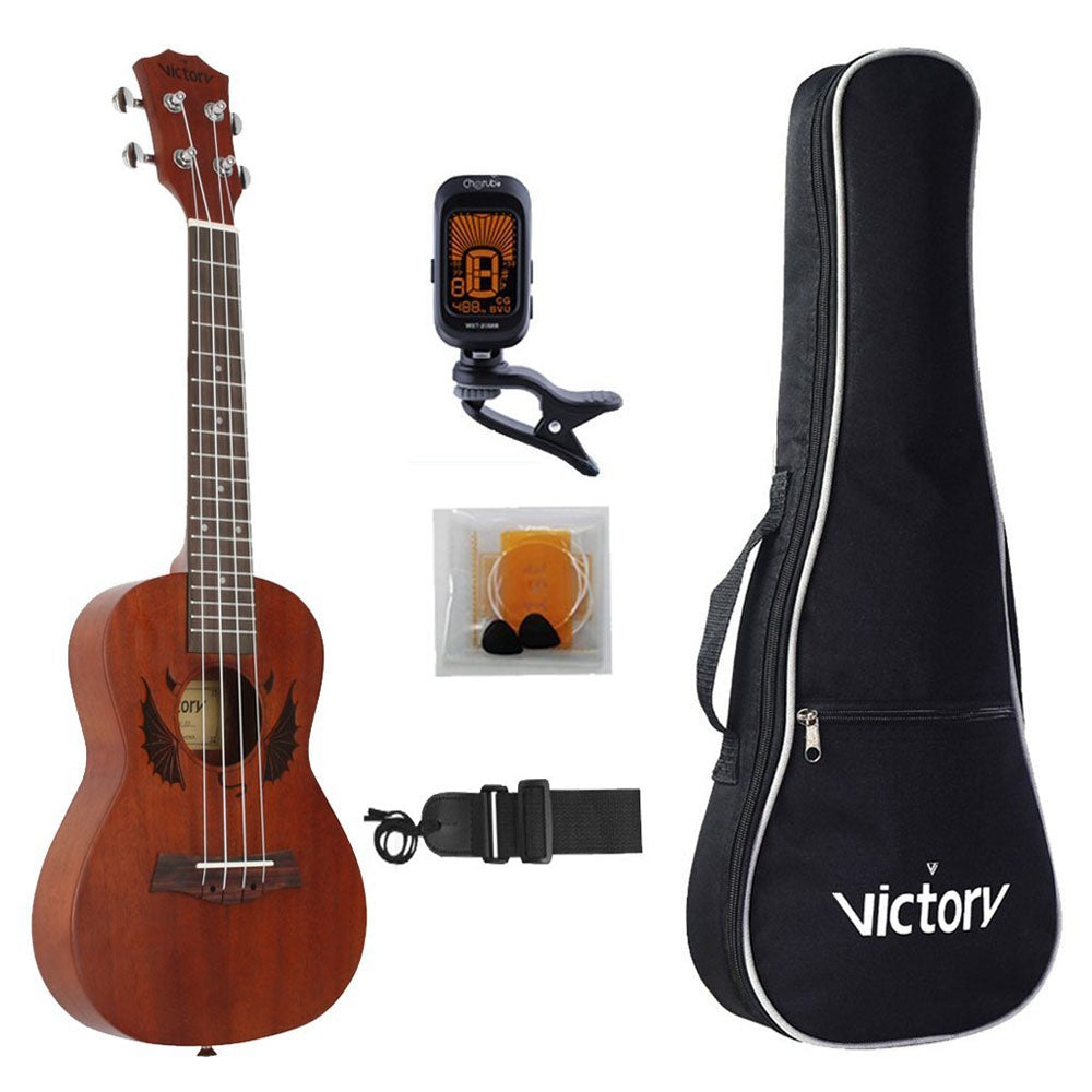 Concert Ukulele 23 Inch Mahogany Aquila Strings Beginner Kit  ( Devil )