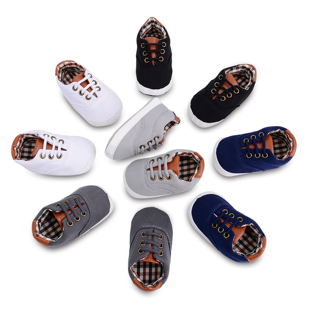 BUUF JRU Canvas Lace Up Baby Newborn Infant Toddler Shoes