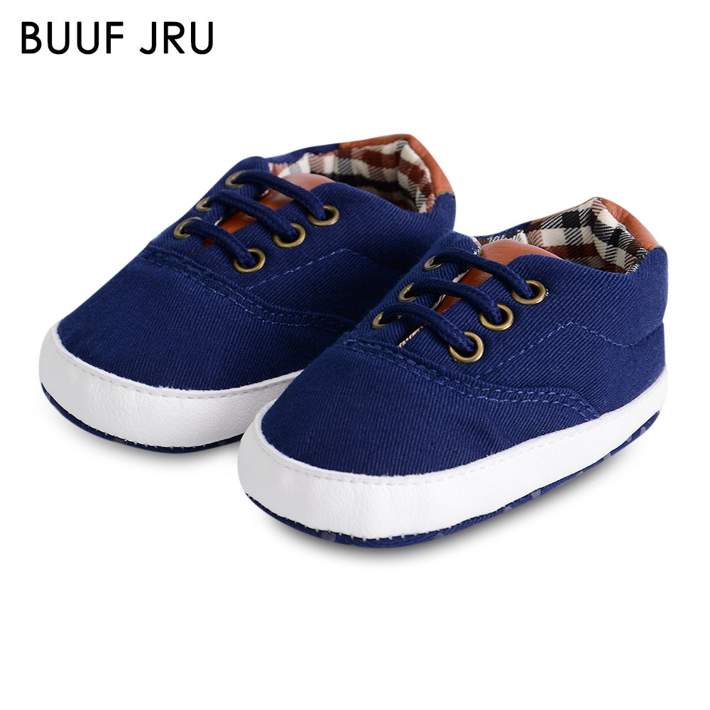 BUUF JRU Canvas Lace Up Baby Newborn Infant Toddler Shoes