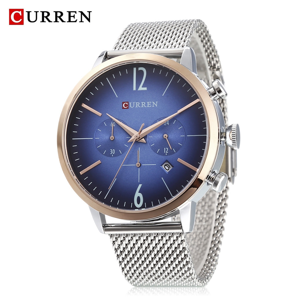 CURREN 8313 Men Quartz Watch with Six Needle Steel Band