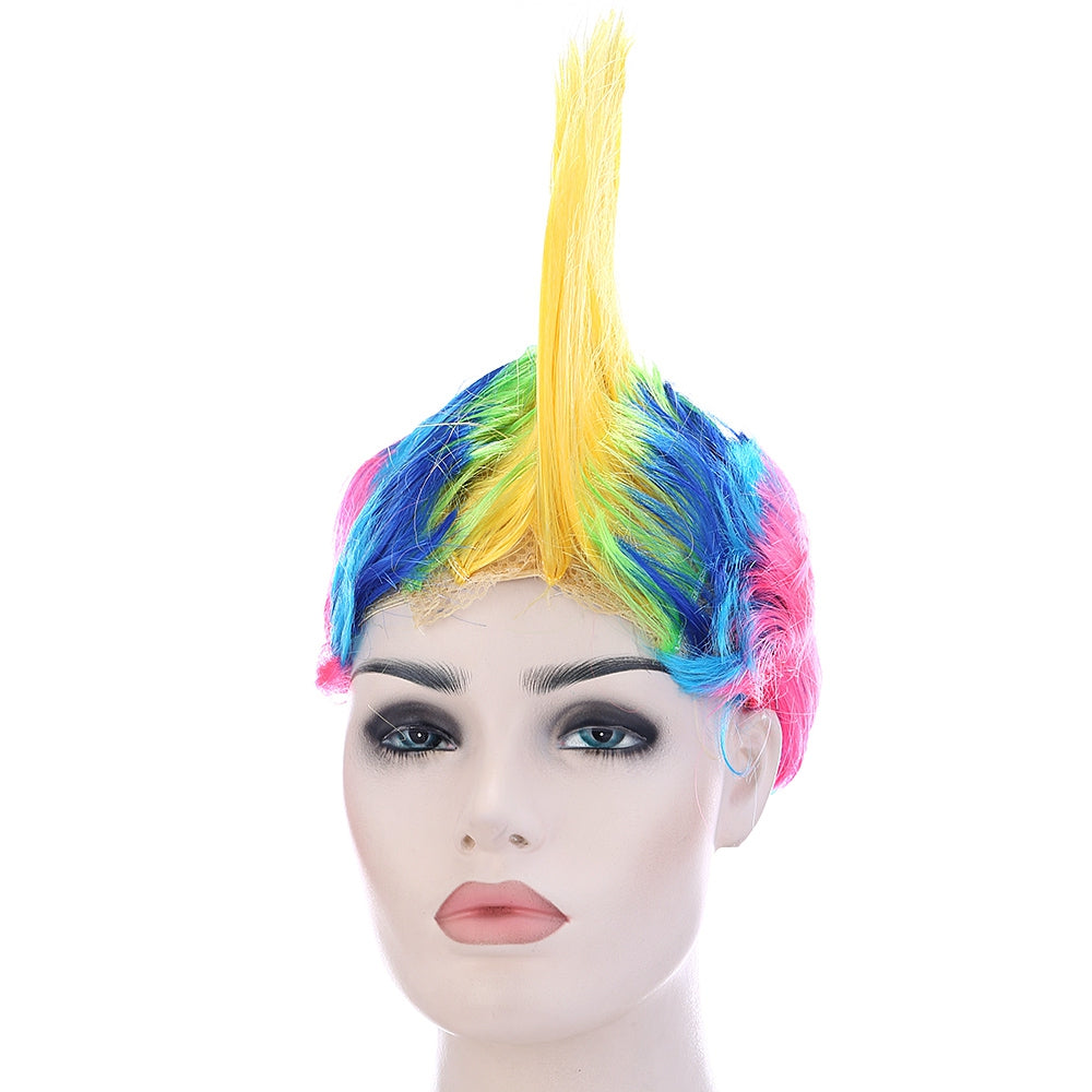 Colorful Rainbow Masquerade Wig Funny Fans Hair Halloween Party Cosplay Adornment