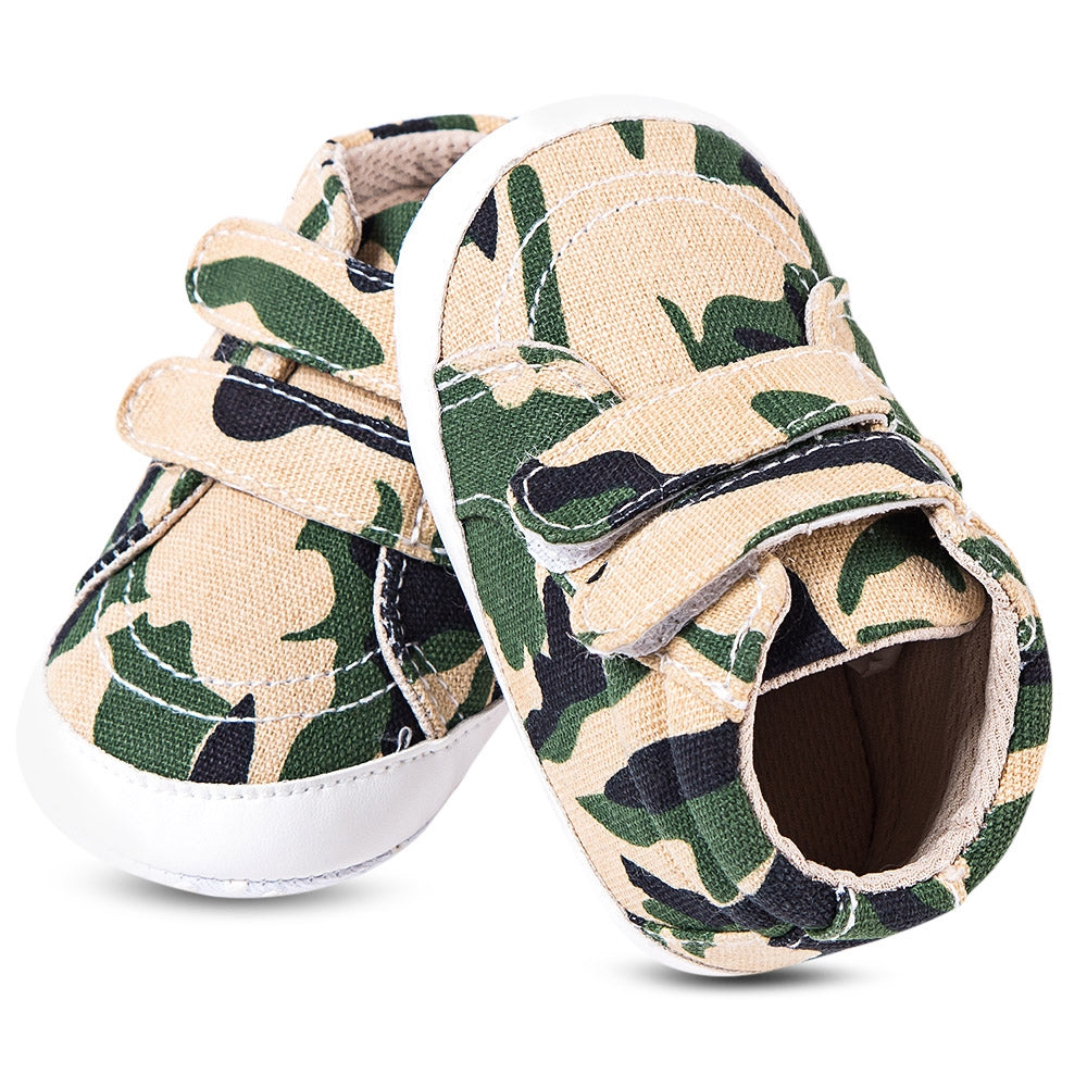 BUUF JRU Infant Baby Camouflage Canvas Hook and Loop Shoes