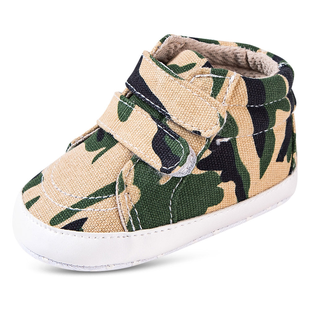 BUUF JRU Infant Baby Camouflage Canvas Hook and Loop Shoes