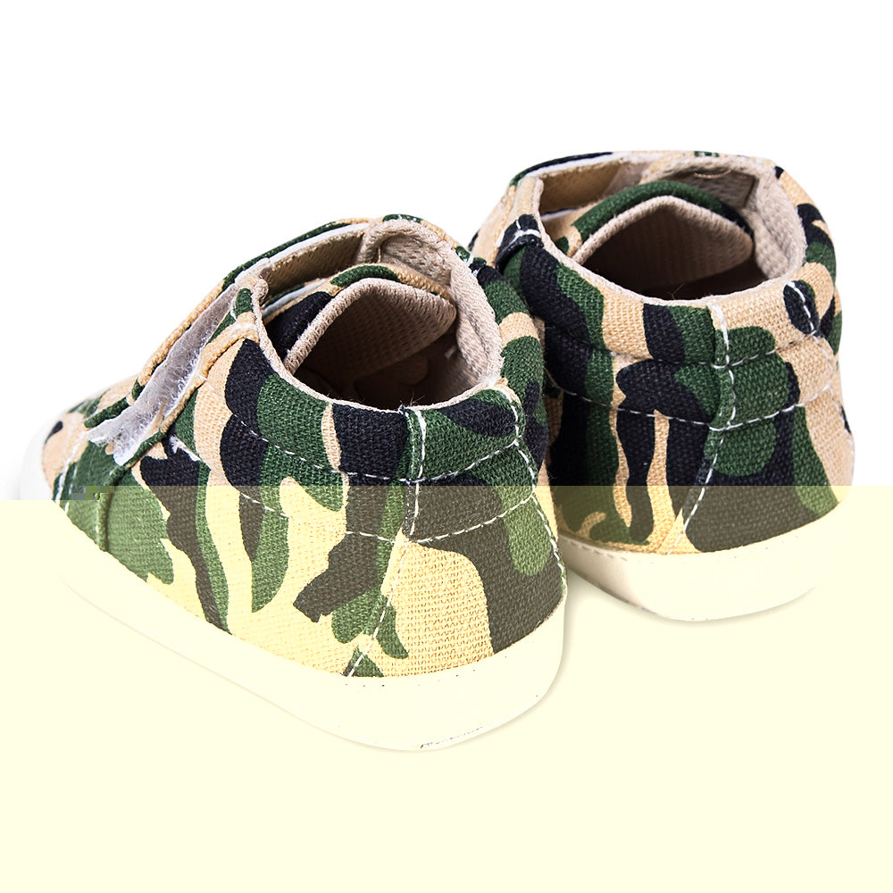 BUUF JRU Infant Baby Camouflage Canvas Hook and Loop Shoes