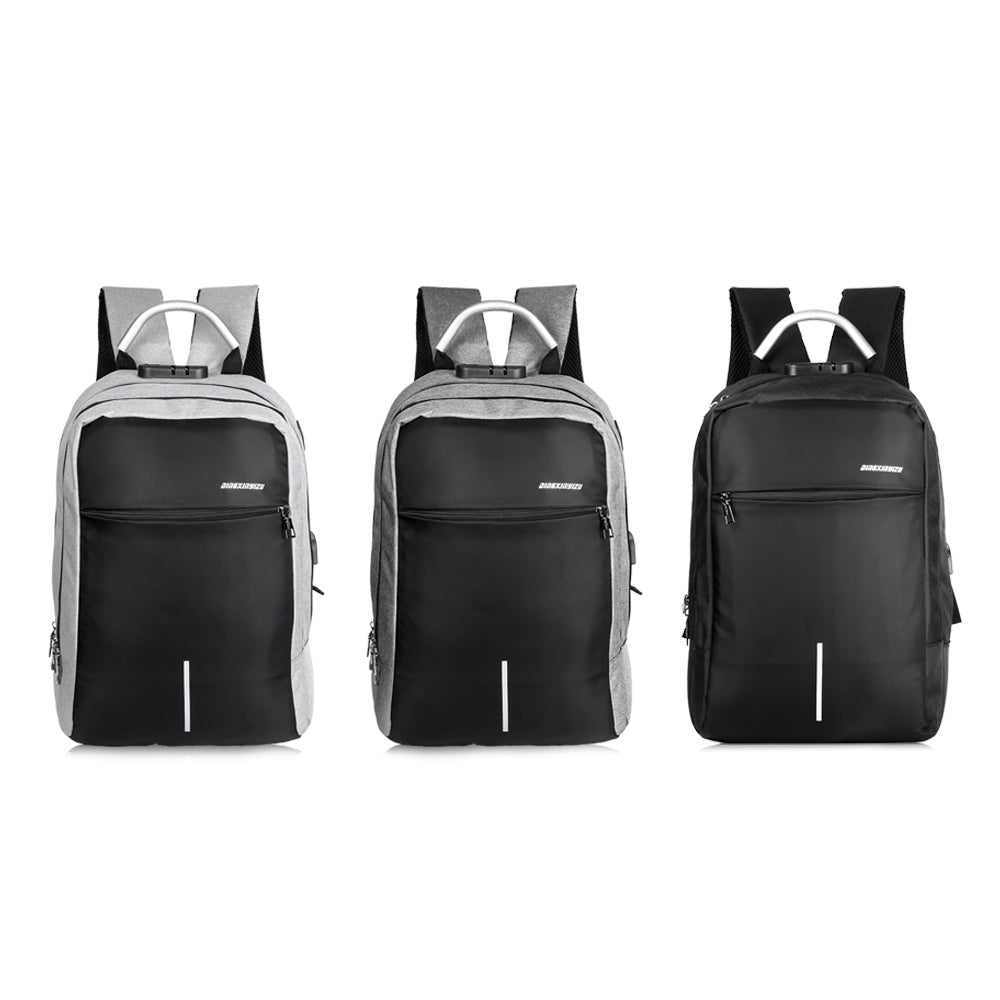 DINGXINYIZU Men Backpack Anti-theft Lock USB Charge Port Travel Laptop Bag