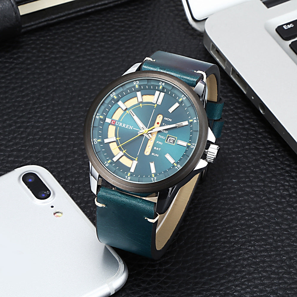 CURREN 8307 Male Quartz Watch Calendar Leisure Wristwatch