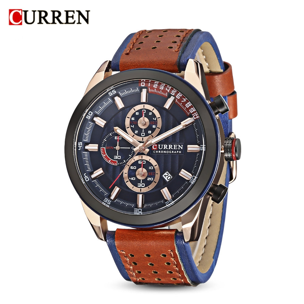 CURREN 8292 Male Quartz Watch Six Pointers Date Display