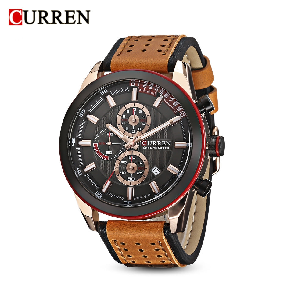 CURREN 8292 Male Quartz Watch Six Pointers Date Display